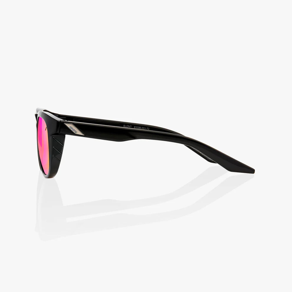 ÓCULOS 100% SLENT - POLISHED BLACK - PURPLE MULTILAYER MIRROR LENS
