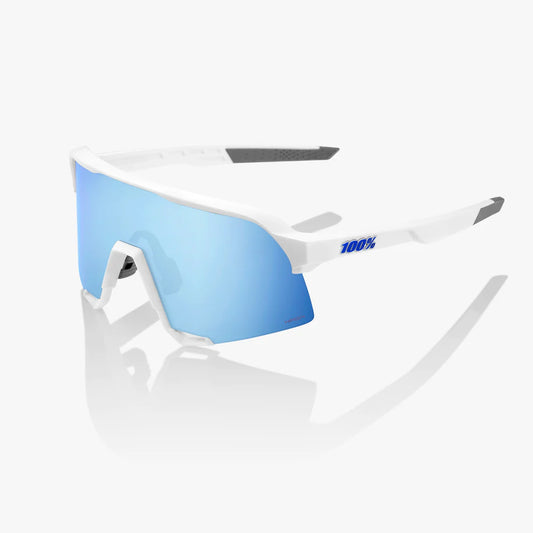 ÓCULOS 100% S3 - MATTE WHITE - HIPER BLUE MULTILAYER MIRROR LENS