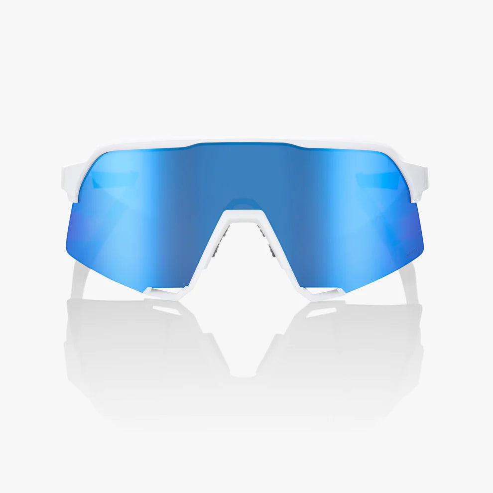 ÓCULOS 100% S3 - MATTE WHITE - HIPER BLUE MULTILAYER MIRROR LENS