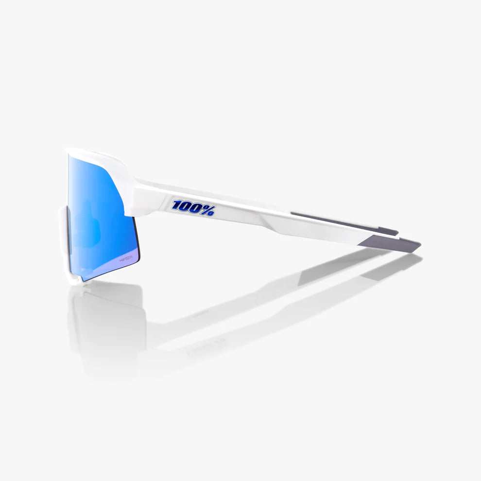 ÓCULOS 100% S3 - MATTE WHITE - HIPER BLUE MULTILAYER MIRROR LENS