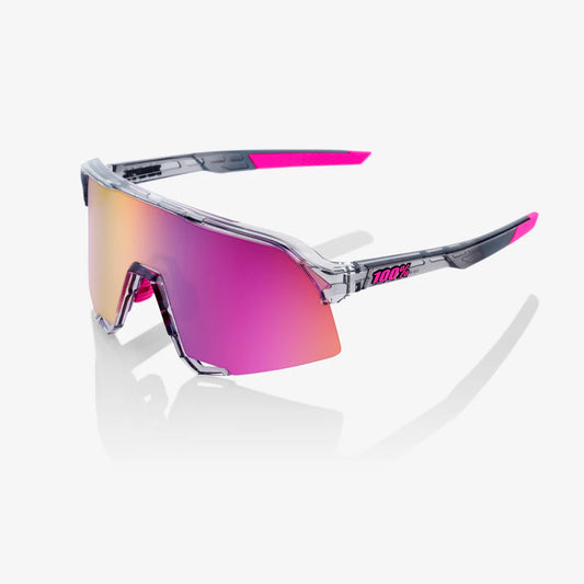 ÓCULOS 100% S3 - POLISHED TRANSLUCENT GREY - PURPLE MULTILAYER MIRROR LENS