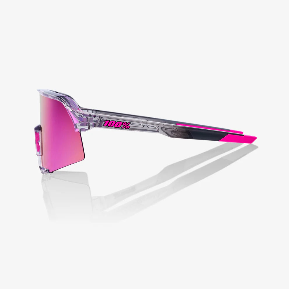 ÓCULOS 100% S3 - POLISHED TRANSLUCENT GREY - PURPLE MULTILAYER MIRROR LENS