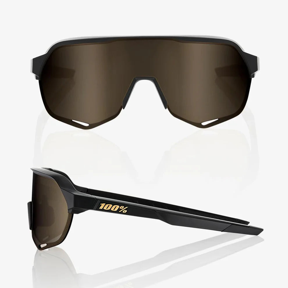 ÓCULOS 100% S2 - MATTE BLACK - SOFT GOLD MIRROR LENS
