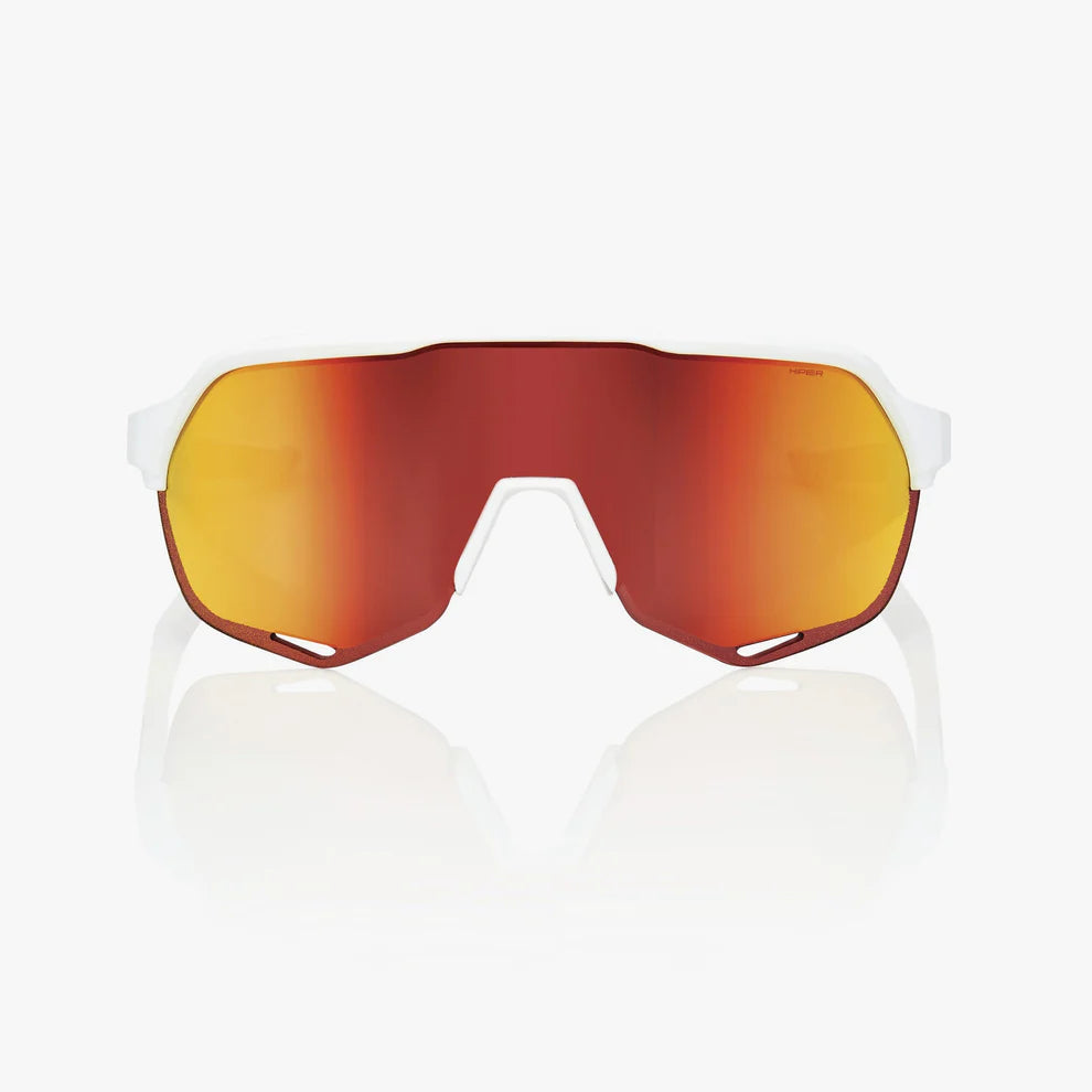 ÓCULOS 100% S2 -  SOFT TACT OFF WHITE - HIPER RED MULTILAYER MIRROR LENS