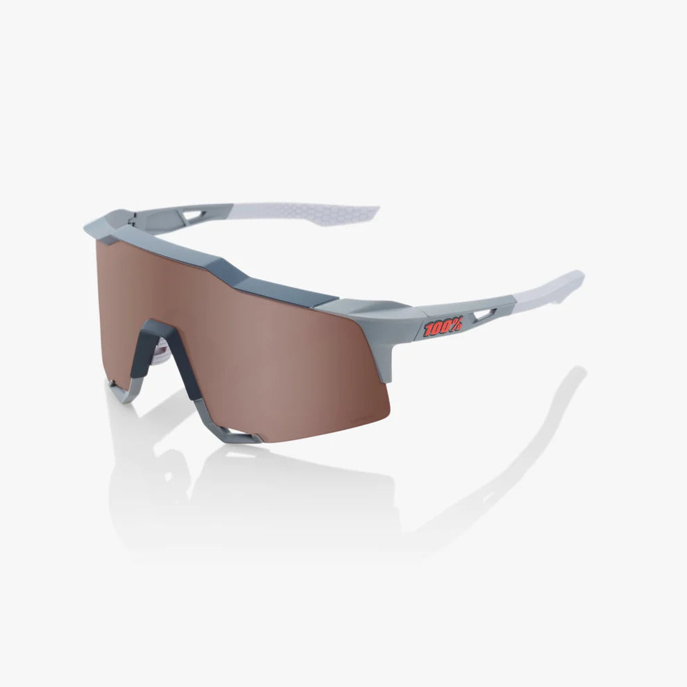 ÓCULOS 100% SPEEDCRAFT - SOFT TACT STONE GREY - HIPER CRIMSON SILVER MIRROR LENS
