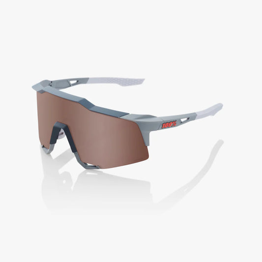 ÓCULOS 100% SPEEDCRAFT - SOFT TACT STONE GREY - HIPER CRIMSON SILVER MIRROR LENS