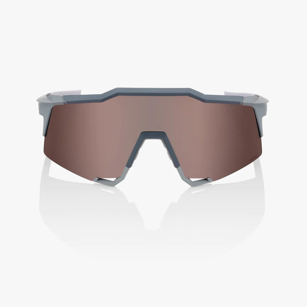 ÓCULOS 100% SPEEDCRAFT - SOFT TACT STONE GREY - HIPER CRIMSON SILVER MIRROR LENS
