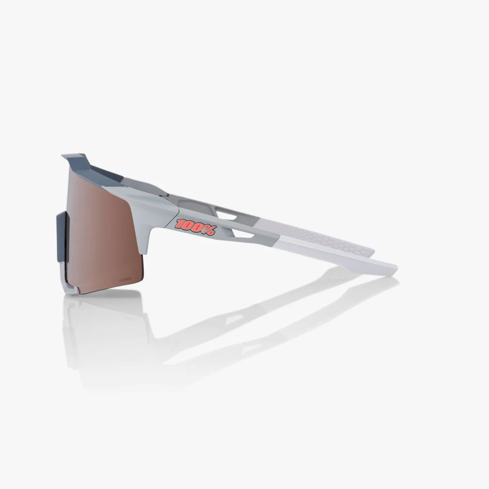 ÓCULOS 100% SPEEDCRAFT - SOFT TACT STONE GREY - HIPER CRIMSON SILVER MIRROR LENS
