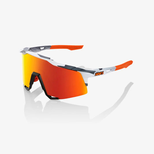 ÓCULOS 100% SPEEDCRAFT - SOFT TACT GREY CAMO - HIPER RED MULTILAYER MIRROR LENS