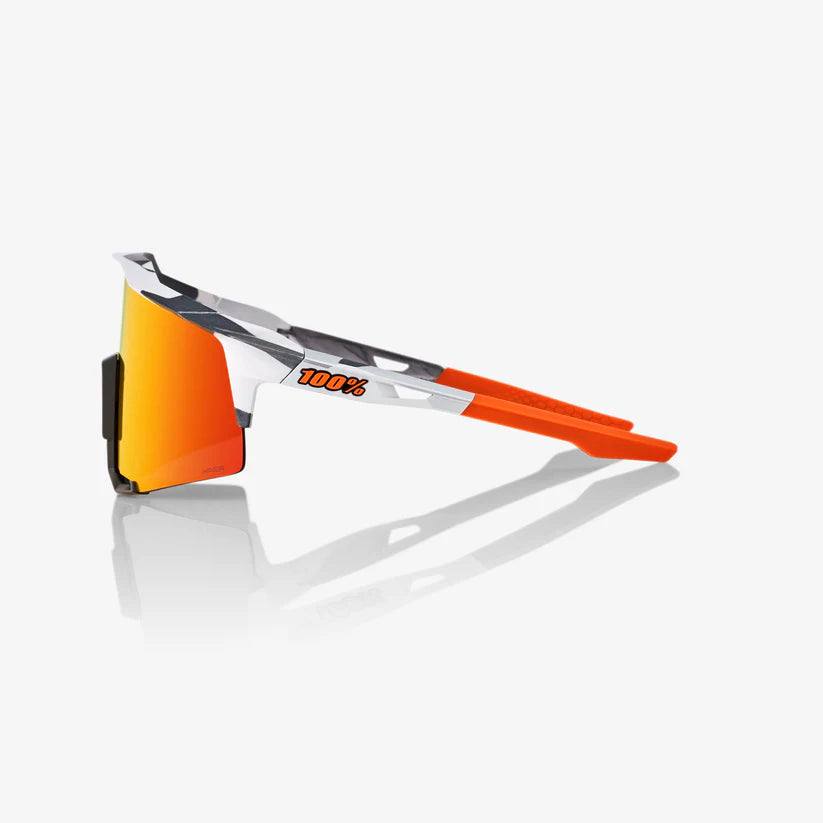 ÓCULOS 100% SPEEDCRAFT - SOFT TACT GREY CAMO - HIPER RED MULTILAYER MIRROR LENS