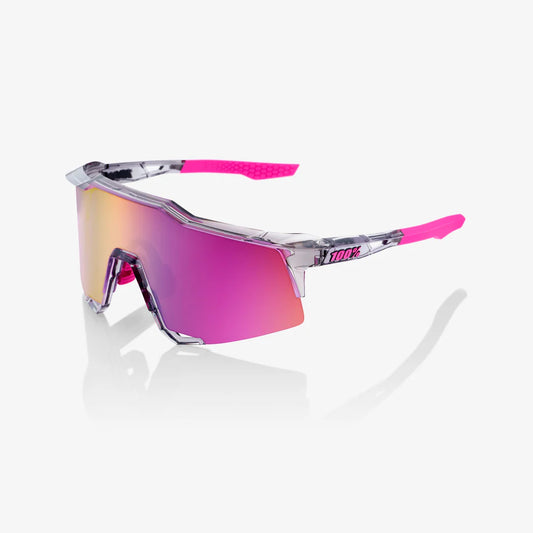 ÓCULOS 100% SPEEDCRAFT - POLISHED TRANSLUCENT GREY - PURPLE MULTILAYER MIRROR LENS