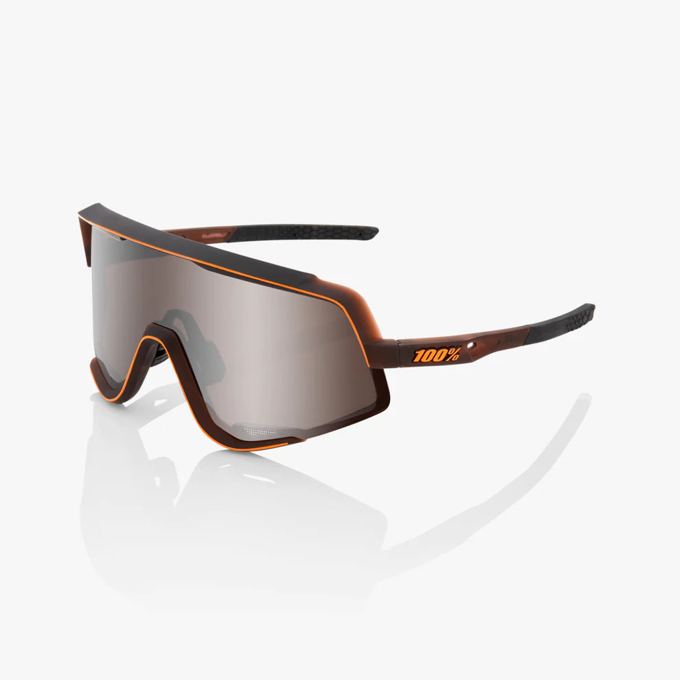 ÓCULOS 100% GLENDALE - MATTE TRANSLUCENT BROWN FADE - HIPER SILVER MIRROR LENS