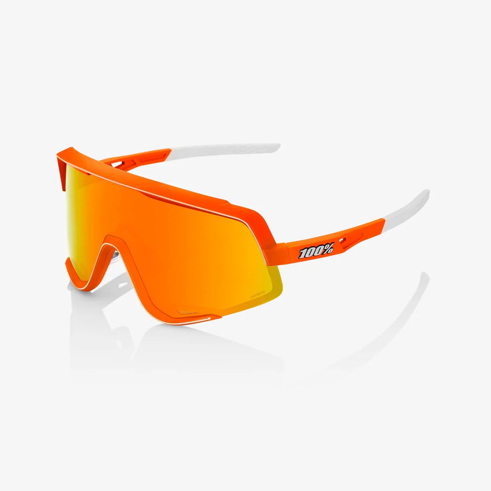 ÓCULOS 100% GLENDALE - SOFT TACT NEON ORANGE - HIPER RED MULTILAYER MIRROR LENS