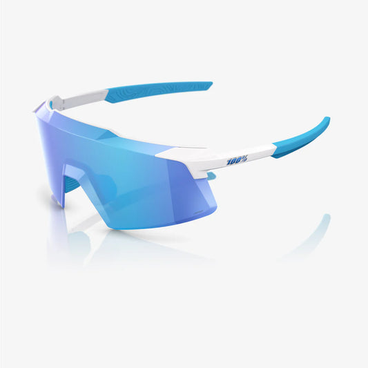 ÓCULOS 100% AEROCRAFT - MATTE WHITE - HIPER BLUE MIRROR LENS