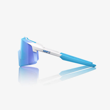 ÓCULOS 100% AEROCRAFT - MATTE WHITE - HIPER BLUE MIRROR LENS