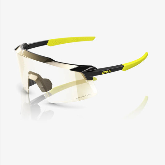 ÓCULOS 100% AEROCRAFT - GLOSS METALLIC BLACK - GOLD MIRROR PHOTOCHROMIC LENS