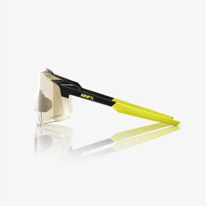 ÓCULOS 100% AEROCRAFT - GLOSS METALLIC BLACK - GOLD MIRROR PHOTOCHROMIC LENS