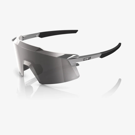 ÓCULOS 100% AEROCRAFT - GLOSS BLACK CHROME - HIPER SILVER MIRROR LENS
