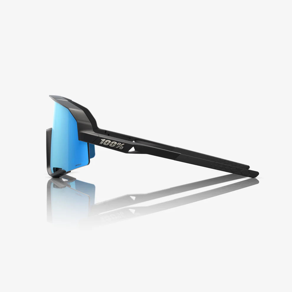 ÓCULOS 100% SLENDALE - MATTE BLACK -  HIPER BLUE MULTILAYER MIROR LENS