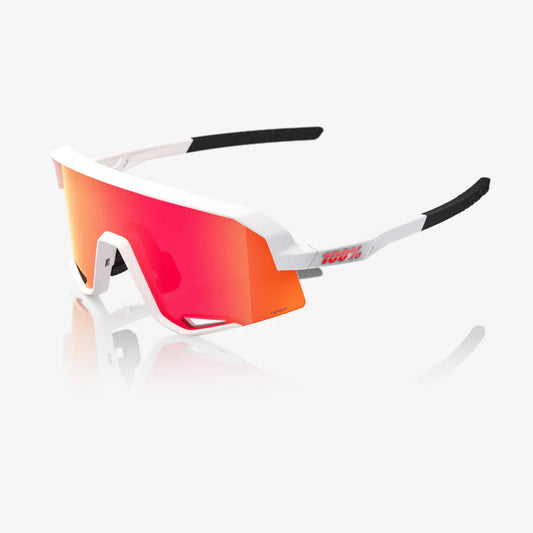 ÓCULOS 100% SLENDALE - MATTE WHITE - HIPER RED MULTILAYER MIRROR LENS