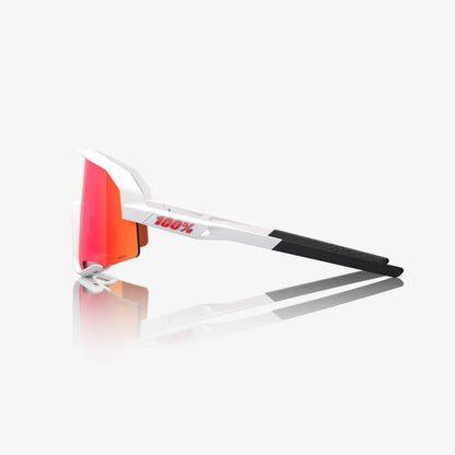 ÓCULOS 100% SLENDALE - MATTE WHITE - HIPER RED MULTILAYER MIRROR LENS