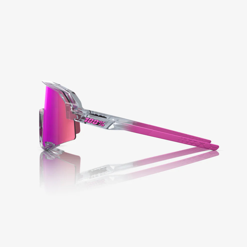 ÓCULOS 100% SLENDALE - POLISHED TRANSLUCENT GREY - PURPLE MULTILAYER MIRROR LENS