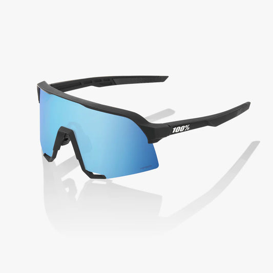 ÓCULOS 100% S3 - MATTE BLACK - HIPER BLUE MULTILAYER MIRROR LENS