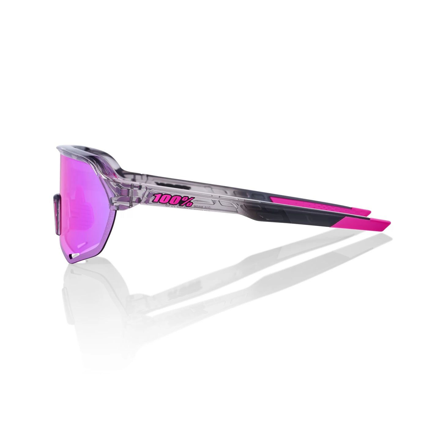ÓCULOS 100% S2 - POLISHED TRANSLUCENT GREY - PURPLE MULTILAYER MIRROR LENS